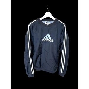 Vintage 90's Adidas Flower Logo  Light Track Pullover Large Black Three Stripes